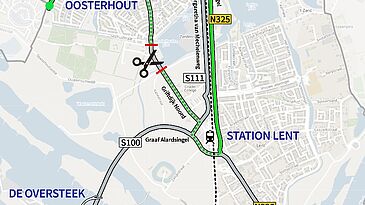 plattegrond route vanaf knooppunt Ressen